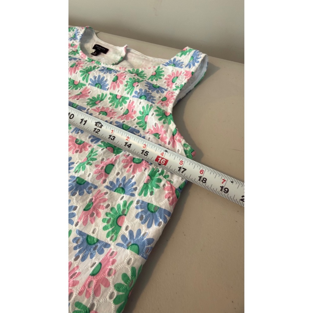 Talbots Eyelet Shell Multi Color Floral Checkered Button‎ Back Size PS - Picture 8 of 9